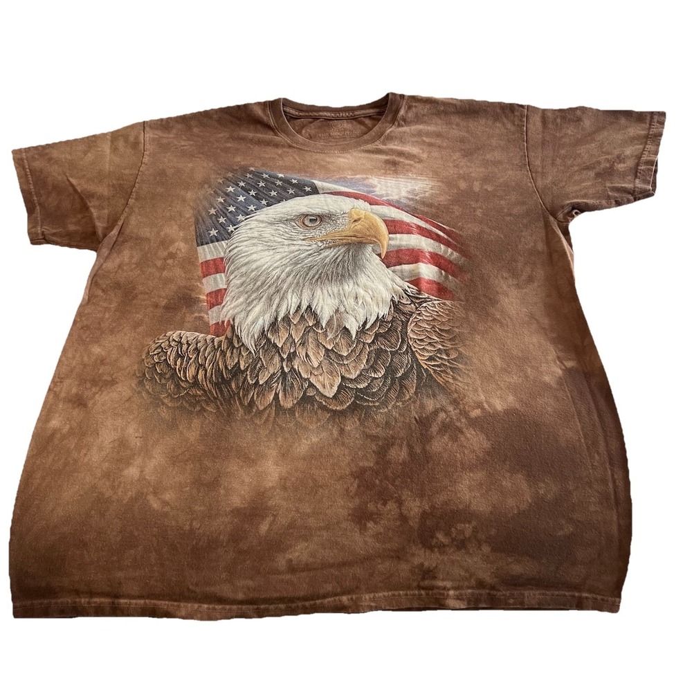The Mountain Men's Bald Eagle American Flag Graphic Cotton T-Shirt Size‎ XL